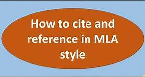 MLA | Citation and referencing for beginners