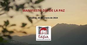 Manifiesto Día de La Paz, 30 de enero de 2024, FAPA Francisco Giner de los Ríos
