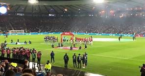Pre match fireworks and national anthems. Scotland v Norway 🏴󠁧󠁢󠁳󠁣󠁴󠁿🇳🇴 Euro 24 qual 19/11/23