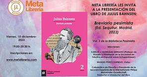 Breviario Pesimista, de J. Bahnsen. (Manuel Pérez Cornejo y Carlos Javier González Serrano)