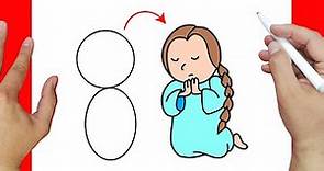 Cómo dibujar una niña Orando paso a paso | Dibujos fáciles
