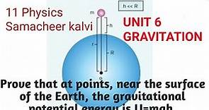 Prove that gravitational potential energy near the surface of the Earth U=mgh|11 Physics Samacheer