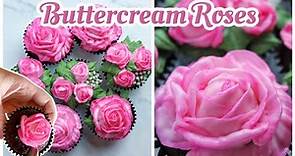 Pipe Buttercream Roses On Cupcakes