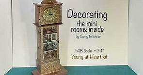 1:48 = 1/4” scale dollhouse miniature Young at Heart clock kit, a show & share of decorating ideas