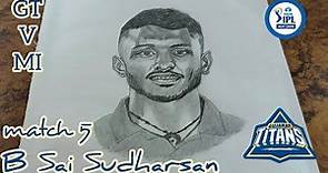 How to Draw B Sai Sudharsan / Player Of The Match GT Match 5 / TATA IPL 2024..