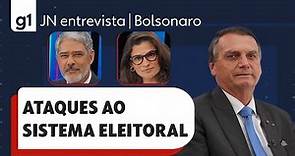Bolsonaro responde a pergunta sobre ataques ao sistema eleitoral e sobre golpe em entrevista ao JN