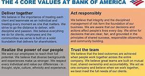 The 4 Core Values at Bank of America via Brian Moynihan