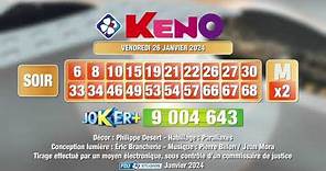 Tirage du soir Keno® du 26 janvier 2024 - Résultat officiel - FDJ