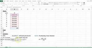 Profitability Index (PI) on Excel - two ways