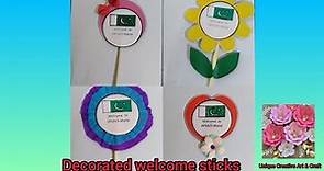 decorated welcome sticks || by unique Creative Art & Craft || how to decorate beautifully .