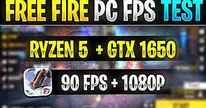 Free fire Ryzen 5 + GTX 1650 FPS test | Free fire pc graphics 1080P with 90FPS test Ryzen 5 GTX 1650
