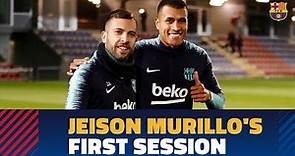 Jeison Murillo’s first training session with FC Barcelona