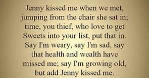 Jenny Kissed Me by Leigh Hunt