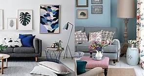 Blue and Grey Living Room Decorations. Grey Blue Decor Ideas for Home.