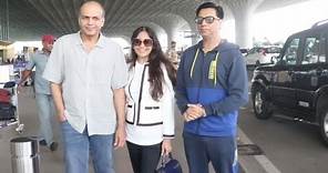 Ashutosh Gowariker with wife Sunita Gowariker and Madhur Bhandarkar arrive at Mumbai Airport