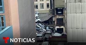 Así colapsó una parte de un edificio en Nueva York | Noticias Telemundo