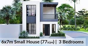 (6x7 Meters) Small House Design Idea with 3 Bedrooms
