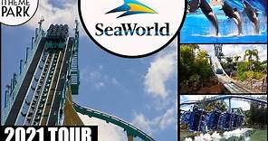 SeaWorld Orlando 2021 4K Tour and Overview | Detailed Theme Park Tour Orlando Florida Coasters 60fps