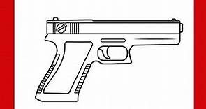 Como desenhar pistola Glock 18 / desenho fácil de arma passo a passo