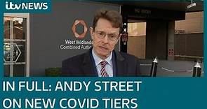 West Midlands Mayor Andy Street says it's 'disappointing' the region is in Tier 3 | ITV News