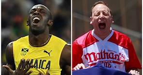 Could Joey Chestnut beat Usain Bolt in a race if they both first ate a hot dog? Our staff debates.