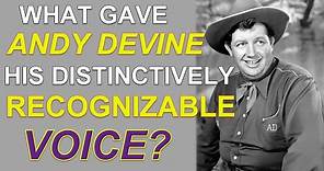 What childhood accident gave ANDY DEVINE his distinctively RECOGNIZABLE VOICE?