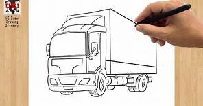 Truck Drawing Easy | How to Draw a Truck Sketch Step by Step | Lorry Draw Outline