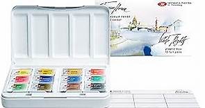 White Nights Artists Watercolor paint set 12 full 2.5ml pans, Plastic Box, by Nevskaya Palitra