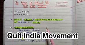 Quit India Movement (1942) || Handwritten Notes|| National Movement|| Modern India|| An Aspirant !