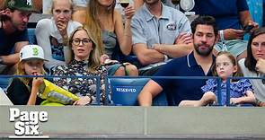 Emily Blunt, John Krasinski make rare public appearance with their 2 daughters at the US Open