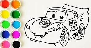 Cómo Dibujar y Colorear a Rayo de los Cars 3 Disney - Dibujos Para Niños - Learn Colors / FunKeep