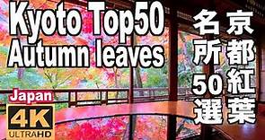 京都の紅葉名所50選 Kyoto Top50 Autumn leaves Spots JAPAN 京都観光 旅行 案内 日本の紅葉 Guide autumn colors maple