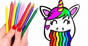 Dibuja y Colorea un Unicornio de arcoiris 🌈🎨 Aprende los colores en español