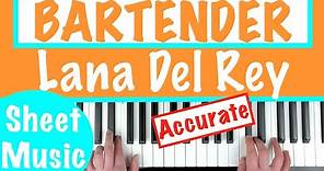 How to play BARTENDER - Lana Del Rey Piano Chords Accompaniment Tutorial