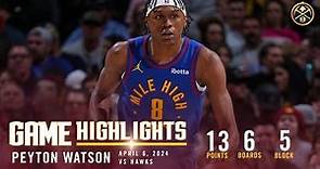 Peyton Watson Full Game Highlights vs. Hawks 🎥