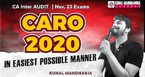 CARO 2020 in easiest Possible manner | Revision| CA Inter Audit |CA Final | Nov 23 | Kunal Mandhania