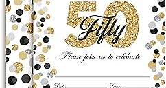 Confetti Polka Dot 50th Birthday Party Invitations, 20 5"x7" Fill In Cards with Twenty White Envelopes by AmandaCreation
