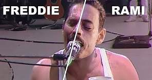 BOHEMIAN RHAPSODY MOVIE 2018 [LIVE AID] Side by Side w/ the QUEEN LIVE AID 1985