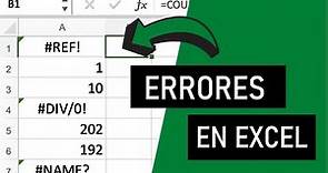 Tipos de errores en Excel