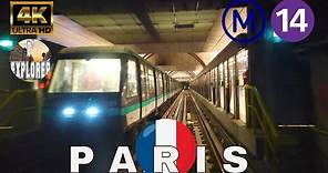 【4K】🇫🇷Paris Metro Line 14 Complete Cab Ride》Mairie de Saint-Ouen to Olympiades(line 14 RATP)