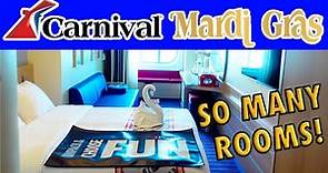 Carnival Mardi Gras Stateroom Tours! | Touring 10 Cabins From Regular Interior to the Top Suite!