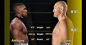 Famous Heavy Weight Boxer Height Reach Difference Tyson Fury vs Anthony Joshua