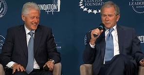 Bill Clinton, George W. Bush laugh and jab at one another