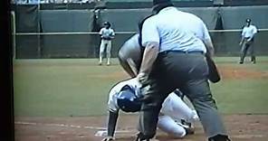 Mike Scioscia home plate collision highlights!