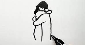 How to Draw Two People Hugging