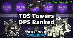 [LUNAR OVERTURE ACT 2] All TDS Towers DPS Ranked || Tower Defense Simulator (Roblox)