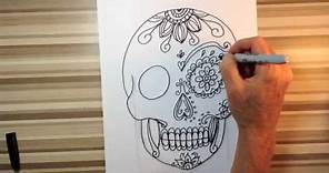 How to draw sugar skulls art tutorial