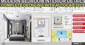 (PART-1)-Autocad Modern Bedroom Design Interior In Detail || Bedroom Elevation || #interiordesign||