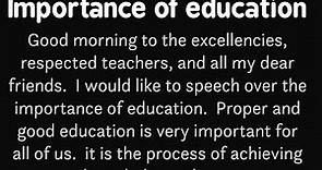 Speech on importance of education | Speech in English | Speech for school students