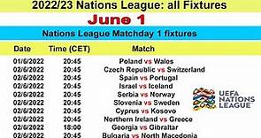 UEFA Nations League 2022-23 Full Fixtures & Schedule | UEFA Nations League Fixtures 2022-23